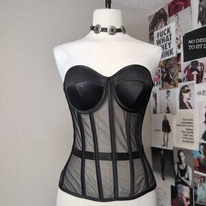 Mesh Underwire Bustier Boned Corset Top